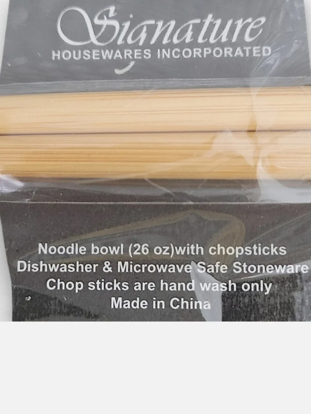 Signature Warehouse Inc. 26 oz Black Ceramic Noodle Bowl with Chopsticks